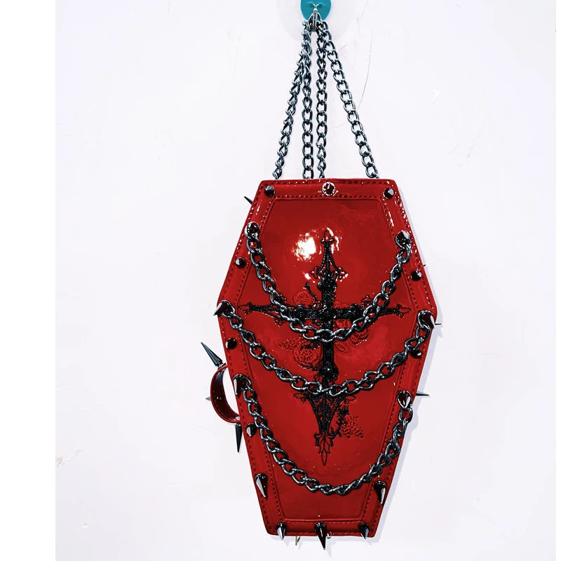 Rivet cross pattern metal chain bag
