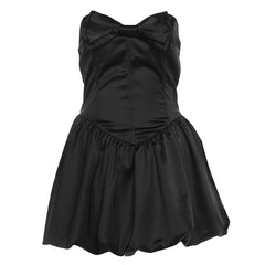 Bowknot ruched smocked sweetheart neck mini dress