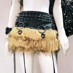 Fluffy o ring skull applique backless tube top
