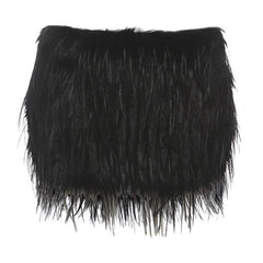 Fluffy solid zip-up mini skirt