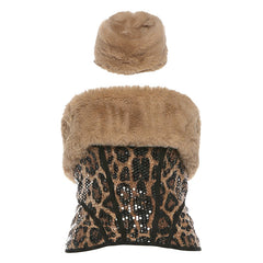 Leopard print glitter zip-up fluffy tube top