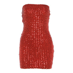 Glitter backless solid tube mini dress