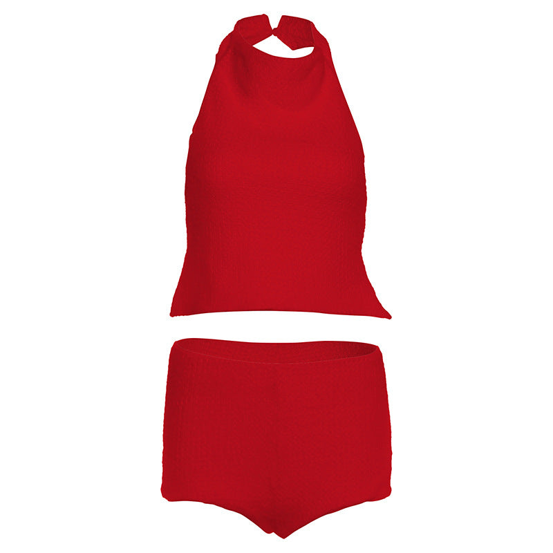 Halter button backless low rise pant set
