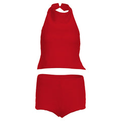 Halter button backless low rise pant set