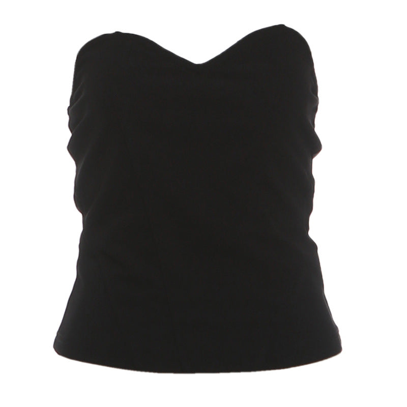 Sweetheart neck solid fluffy top