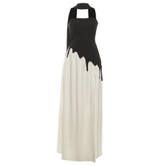 Irregular high slit backless tube maxi skirt set