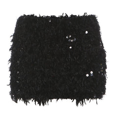 Glitter raw hem solid mini skirt