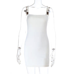 Square neck beaded backless cami mini dress
