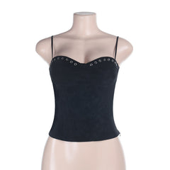 V neck zip-up backless solid cami top