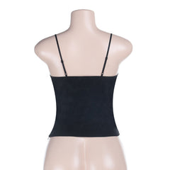 V neck zip-up backless solid cami top
