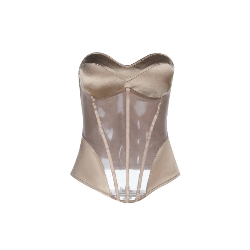 Sweetheart neck corset zip-up padded top