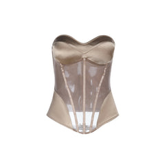Sweetheart neck corset zip-up padded top
