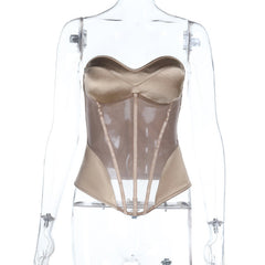 Sweetheart neck corset zip-up padded top