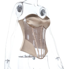 Sweetheart neck corset zip-up padded top