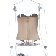 Sweetheart neck corset zip-up padded top