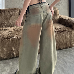 Pocket button straight leg jeans