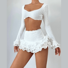 Ruffle irregular solid mini skirt