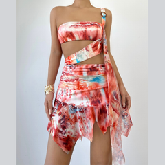 One shoulder irregular hollow out cut out mini dress