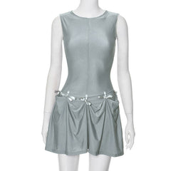 Sleeve bowknot solid midi 2-way dress