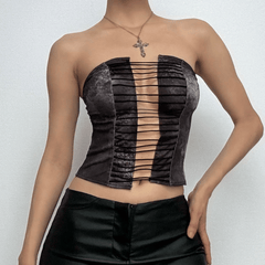 Tie dye hollow out tube crop cut out top