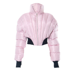 Turnover collar zip-up solid long sleeve corset coat top