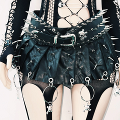 Hollow out rivet skull applique cami cut out top