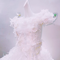 Lace hem flower applique ruffle mini skirt set