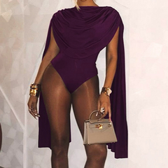 Cowl neck ruched solid bodysuit