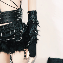 Self tie skull applique rivet hollow out cut out top