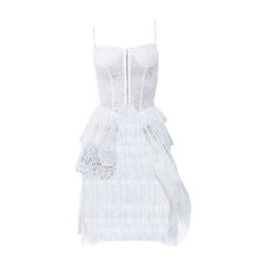 Lace button corset cami crop top