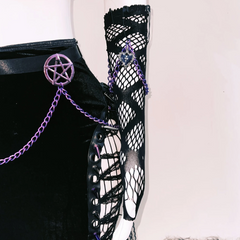 O ring metal chain rivet applique PU leather top