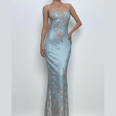 Flower print spaghetti strap cami maxi dress