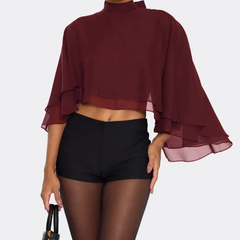 Chiffon self tie shrug top