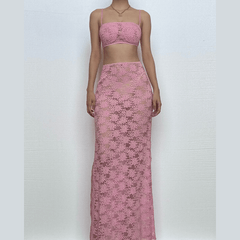 Sheer lace see through cami maxi skirt set-final-sale
