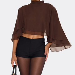 Chiffon self tie shrug top
