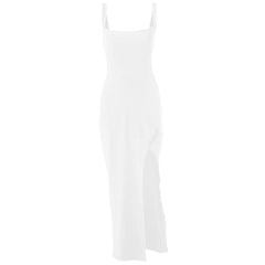 Slit square neck irregular self tie ruched midi dress
