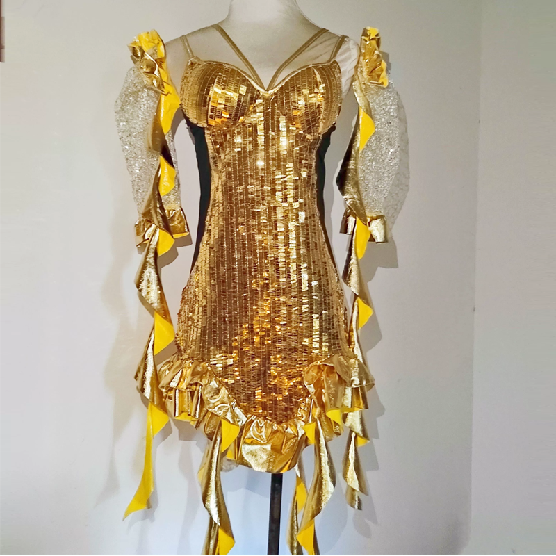 Metallic sweetheart neck ruffle glitter cami mini dress