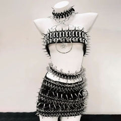 O ring rivet applique cross front belt top
