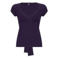 Cap sleeve v neck self tie bowknot solid top