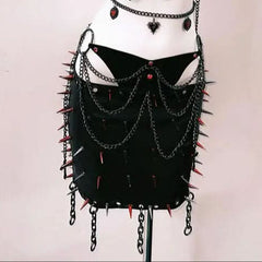 O ring rivet applique metal chain hollow out cut out top
