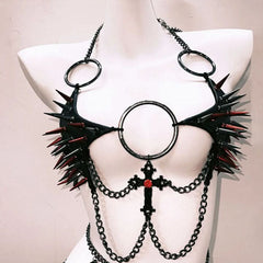 O ring rivet applique metal chain hollow out cut out top