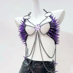 Metal chain o ring rivet applique slit top