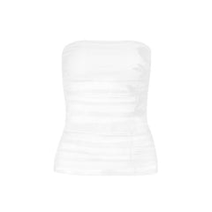 Ruched mesh flower pattern tube top