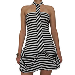 Halter ruched backless mini dress
