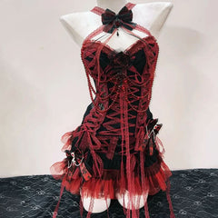 Bowknot cross back lace up flower applique top