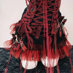 Bowknot cross back lace up flower applique top