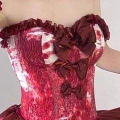 Ruffle bowknot ruched print tube mini skirt set