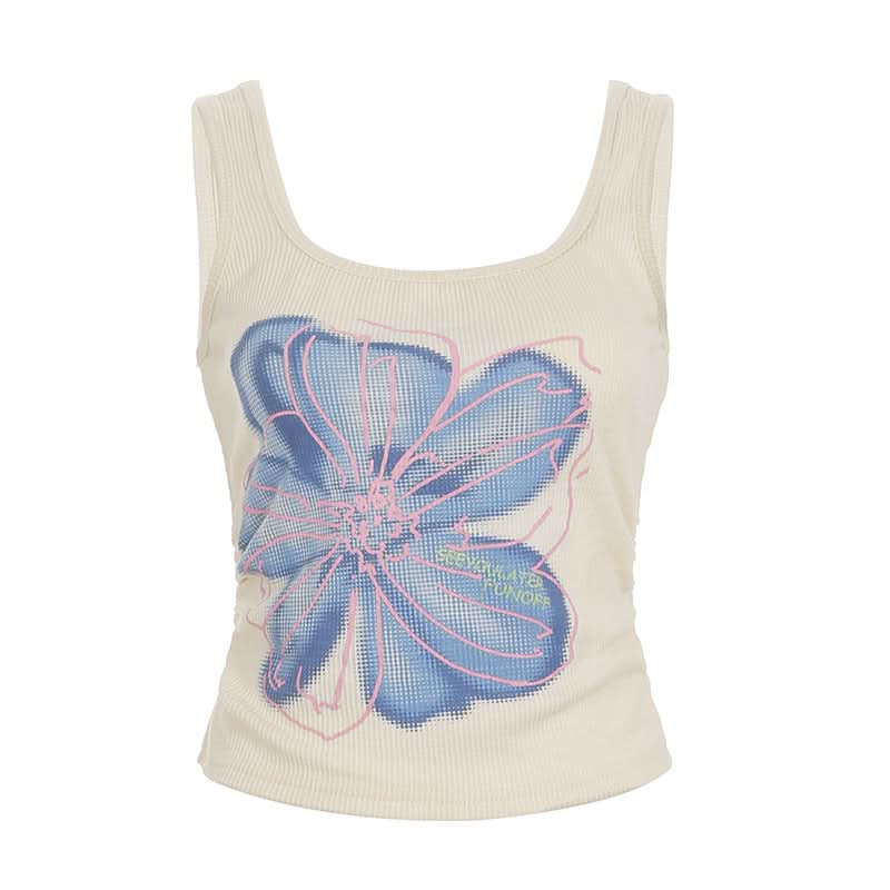 U neck flower pattern tank top