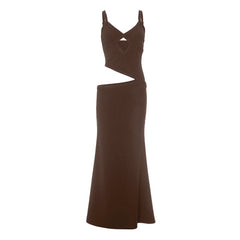 V neck hollow out cami cut out maxi dress
