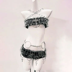 O ring metal chain rivet cami top